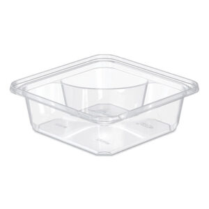 TamperGuard Snack Boxes, 2 Compartments, 6.3 x 6.3 x 2.1, Clear, Plastic...