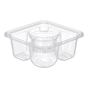 TamperGuard Snack Boxes, 3 Compartments, 6.3 x 6.3 x 2.6, Clear, Plastic...