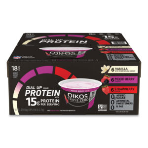 Triple Zero Blended Greek Nonfat Yogurt, 5.3 oz, Strawberry/Mixed...