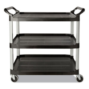 Three-Shelf Service Cart, Plastic, 3 Shelves, 200 lb Capacity, 18.63" x 33.63" x...
