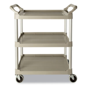 Three-Shelf Service Cart, Plastic, 3 Shelves, 200 lb Capacity, 18.63" x 33.63" x...