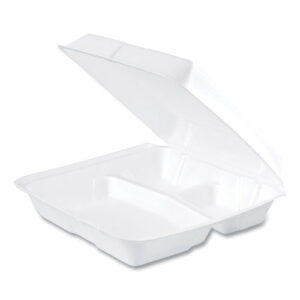 Foam Hinged Lid Containers, 3 Compartments, 9.25 x 9.5...