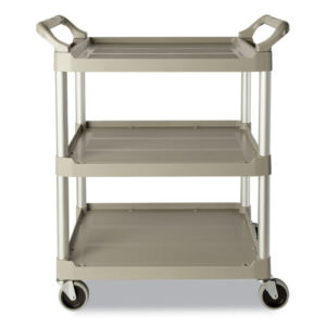 Three-Shelf Service Cart, Plastic, 3 Shelves, 200 lb Capacity, 18.63" x 33.63" x...