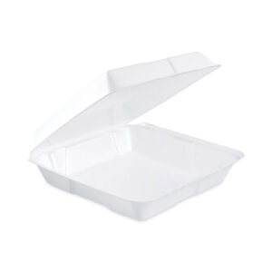 Insulated Foam Hinged Lid Containers, 9.3 x 9.5 x 3, White, 200/Pack, 2...