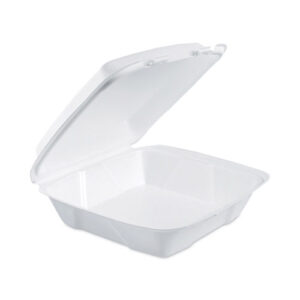 Insulated Foam Hinged Lid Containers, 9.01 x 9.4 x 3, White, 100/Pack, 2...