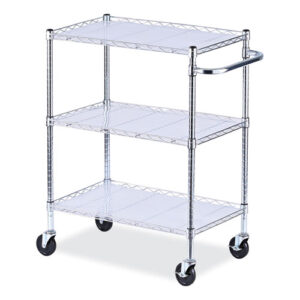 Three-Shelf Wire Cart with Liners, Metal, 3 Shelves, 600 lb Capacity, 34.21" x 18" x...
