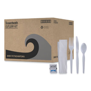 Six-Piece Cutlery Kit, Heavyweight, Fork/Knife/Napkin/Pepper/Salt/Spoon...