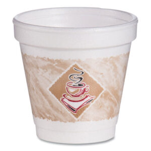 ThermoGlaze Insulated Foam Cups Stock Prints, 4 oz, White/Beige/Red...
