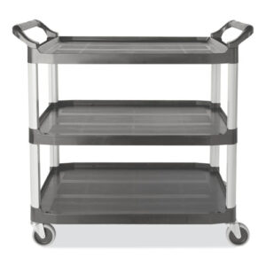 Xtra Utility Cart with Open Sides, Plastic, 3 Shelves, 300 lb Capacity, 20" x...