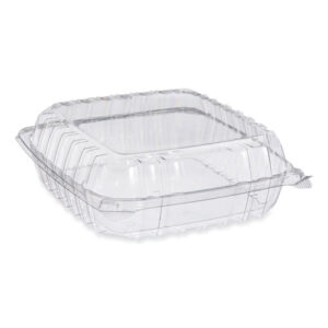 ClearSeal Hinged-Lid Plastic Containers, 9.3 x 8.83 x 3, Clear, 200/Carton