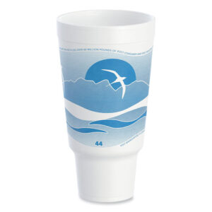 Horizon Hot/Cold Foam Drinking Cups, 44 oz, White/Ocean Blue...