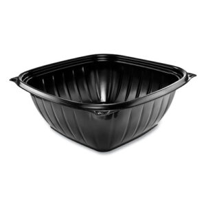 PresentaBowls Pro Black Square Bowls, 64 oz, 8.5 x 8.5 x 3.3, Plastic, 63/Bag, 4...