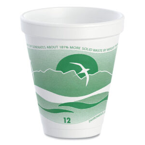 Horizon Hot/Cold Foam Drinking Cups, 12 oz, White/Green, 25/Bag, 40...