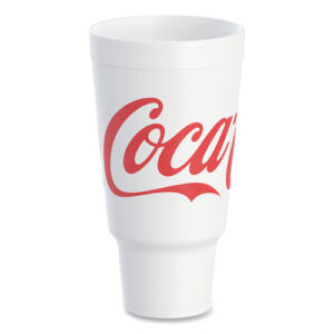 Coca-Cola Foam Cups, 44 oz, White/Red, 20/Bag, 15 Bags/Carton