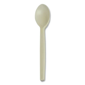 EcoSense Renewable Plant Starch Cutlery, Spoon, Plastic, Cream, 50/Pack
