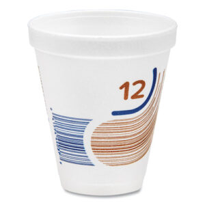 Breeze Hot/Cold Insulated Foam Drinking Cups, 12 oz, Brown/White/Blue...