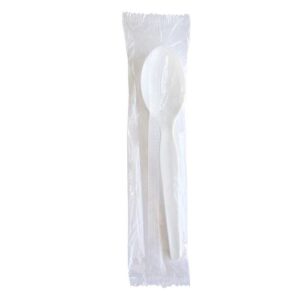 Heavyweight Wrapped Polystyrene Cutlery, Soup Spoon, Plastic, White...
