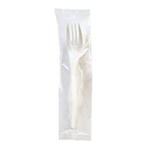 Mediumweight Wrapped Polypropylene Cutlery, Fork, 5.51", Plastic, White...
