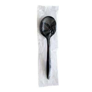 Mediumweight Wrapped Polypropylene Cutlery, Soup Spoon, Plastic, Black...