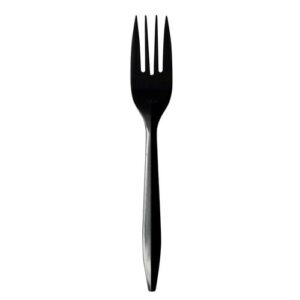 Mediumweight Polypropylene Cutlery, Fork, Plastic, Black, 1,000/Carton