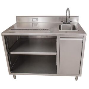 Stainless Steel Beverage Table with Right Sink, Rectangular, 30" x 72" x...