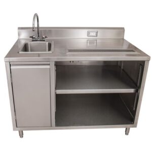 Stainless Steel Beverage Table with Left Sink, Rectangular, 30" x 48" x...