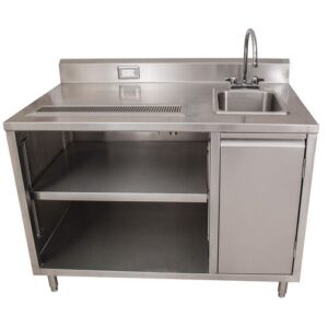 Stainless Steel Beverage Table with Right Sink, Rectangular, 30" x 48" x...