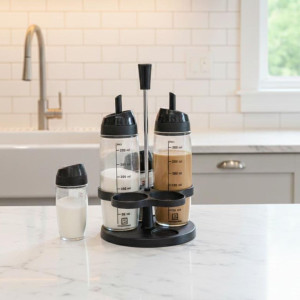 4 PCS Oil & Vinegar Bottle Set with Stand