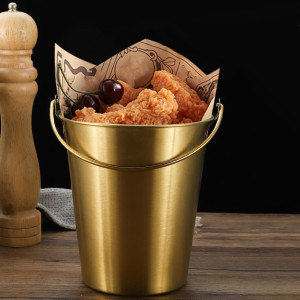 Serving Basket With Golden Finish – Stainless Steel