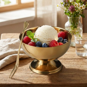 Golden Ice Cream Bowl Luxury Dessert Serving Bowl for Ice Cream