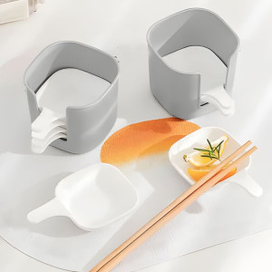 Snack Serving Plates with Storage Holder 6 Pc Set