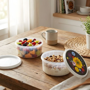 2 PC Round Food Storage Container Airtight Kitchen Storage Set