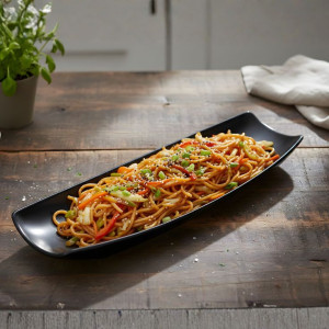 Melamine Large Black Serving Plate