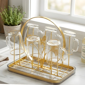 Stainless Steel Golden Glass Stand Elegant Serving & Display Holder