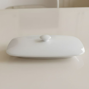 Melamine White Rectangle Serving Bowl's Lid